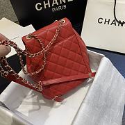Chanel Classic Flap Quilted Backpack Caviar Bag In Red AS1371 Size: 21.5X24X12cm - 4
