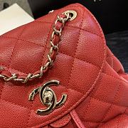 Chanel Classic Flap Quilted Backpack Caviar Bag In Red AS1371 Size: 21.5X24X12cm - 2