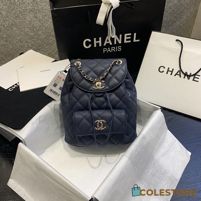 Hanel Classic Flap Quilted Backpack Caviar Bag As1371 Size: 21.5x24x12cm - 1