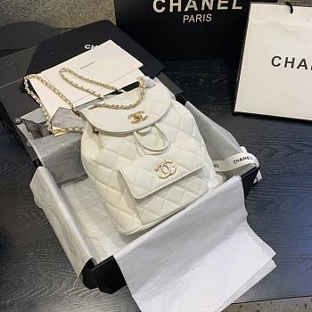 Chanel Classic Flap Quilted Backpack Caviar Bag In White AS1371 Size: 21.5x24x12CM