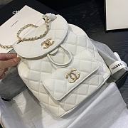 Chanel Classic Flap Quilted Backpack Caviar Bag In White AS1371 Size: 21.5x24x12CM - 4