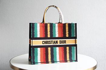 Dior Book Tote Multicolor D-Stripes Embroidery Bag M1286 Multisize 