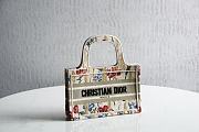 Dior Small Book Tote in Beige Multicolor Hibiscus Metallic Thread Embroidery 1286M Size 22.5x24x8cm - 1