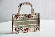 Dior Small Book Tote in Beige Multicolor Hibiscus Metallic Thread Embroidery 1286M Size 22.5x24x8cm - 4