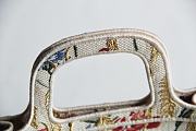 Dior Small Book Tote in Beige Multicolor Hibiscus Metallic Thread Embroidery 1286M Size 22.5x24x8cm - 5