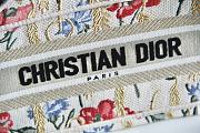 Dior Small Book Tote in Beige Multicolor Hibiscus Metallic Thread Embroidery 1286M Size 22.5x24x8cm - 3