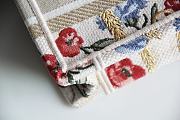 Dior Small Book Tote in Beige Multicolor Hibiscus Metallic Thread Embroidery 1286M Size 22.5x24x8cm - 2