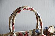 Dior Small Book Tote in Beige Multicolor Hibiscus Metallic Thread Embroidery 1286 Size 36.5x28x16cm - 5