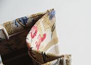 Dior Small Book Tote in Beige Multicolor Hibiscus Metallic Thread Embroidery 1286 Size 36.5x28x16cm - 4