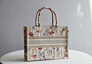 Dior Small Book Tote in Beige Multicolor Hibiscus Metallic Thread Embroidery 1286 Size 36.5x28x16cm - 3