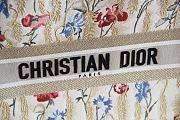 Dior Small Book Tote in Beige Multicolor Hibiscus Metallic Thread Embroidery 1286 Size 36.5x28x16cm - 6
