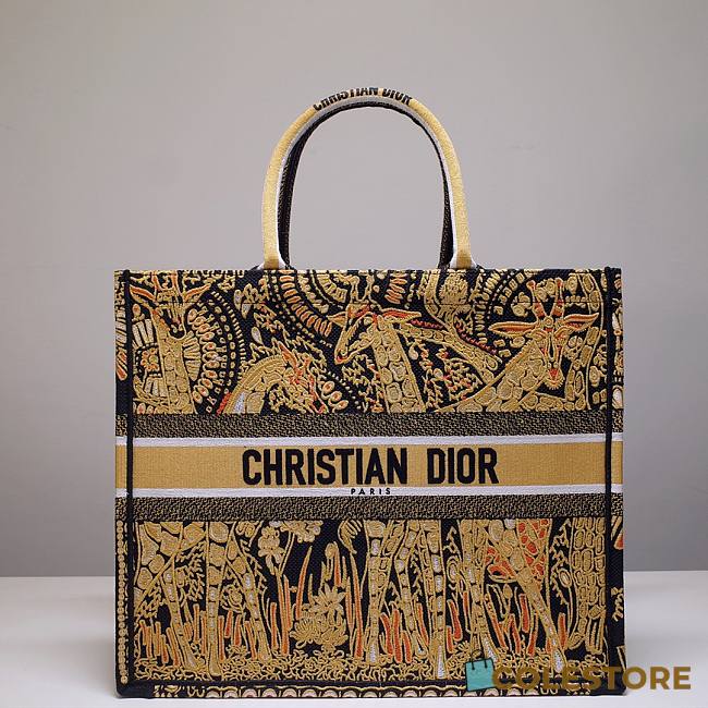 Dior Book Tote Yellow Multicolor Dior Paisley Embroidery 41.5cm - 1