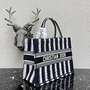 Dior Book Tote Blue D-Stripes Embroidery Size 36.5cm - 4