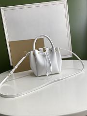 Burberry Monogram Motif Leather Bucket Bag in Optic White 16cm - 5