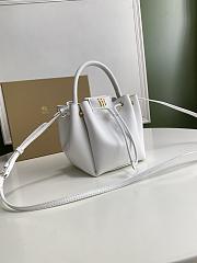 Burberry Monogram Motif Leather Bucket Bag in Optic White 16cm - 4