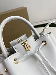 Burberry Monogram Motif Leather Bucket Bag in Optic White 16cm - 3