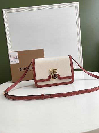 Burberry Small Cotton Canvas and Leather TB Bag Size 21x16x6cm