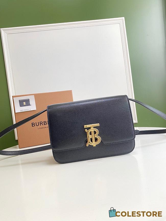 Burberry Small Leather TB Bag In Black Size 21x6x16cm - 1