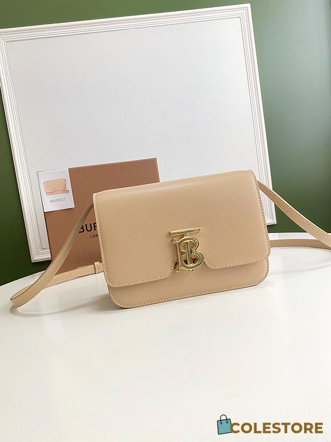 Burberry Small Leather TB Bag In Warm Sand Size 21x6x16cm - 1