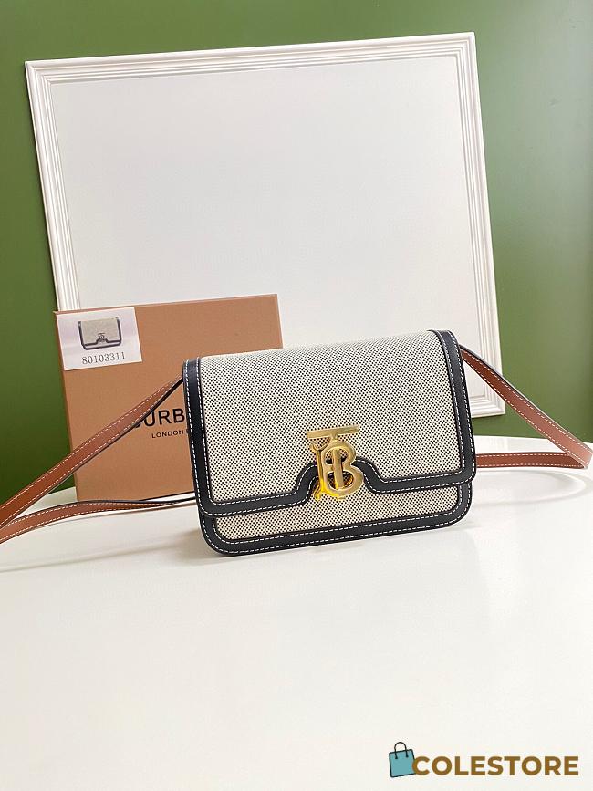 Burberry Small Tri-tone Canvas and Leather TB Bag Size 21x16x6cm - 1
