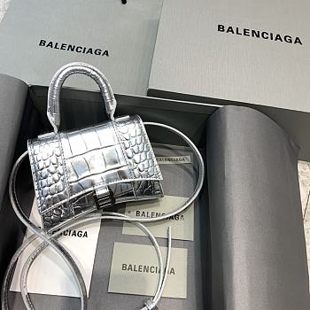 Colestore Balenciaga Silver Croc Mini Hourglass bag Size 11.5x14x4.5cm