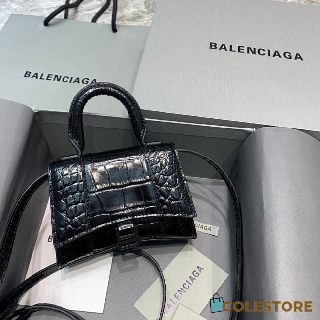 Colestore Balenciaga Hourglass Embossed Leather Mini Bag Size 11.5x14x4.5cm - 1