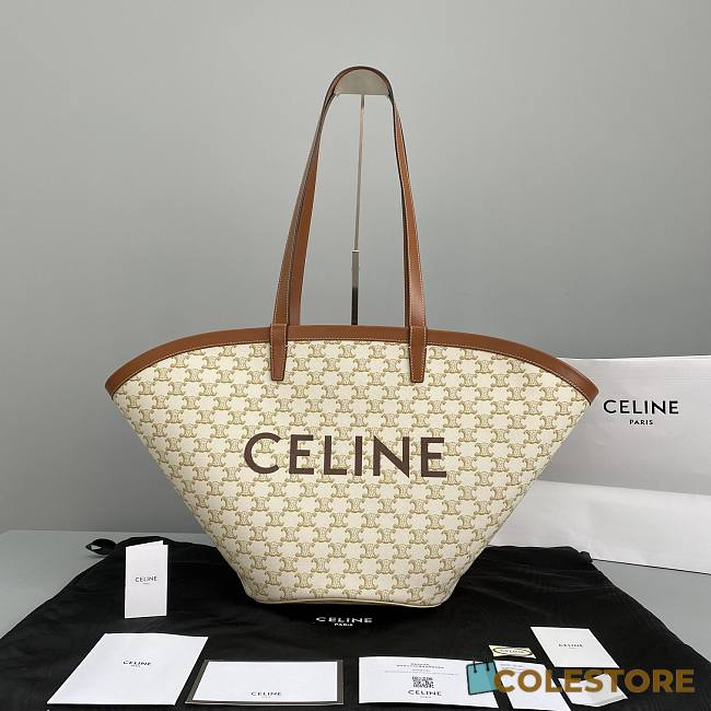 Medium Couffin Bag In Triomphe Canvas Celine Print White Size 67x30x19cm - 1
