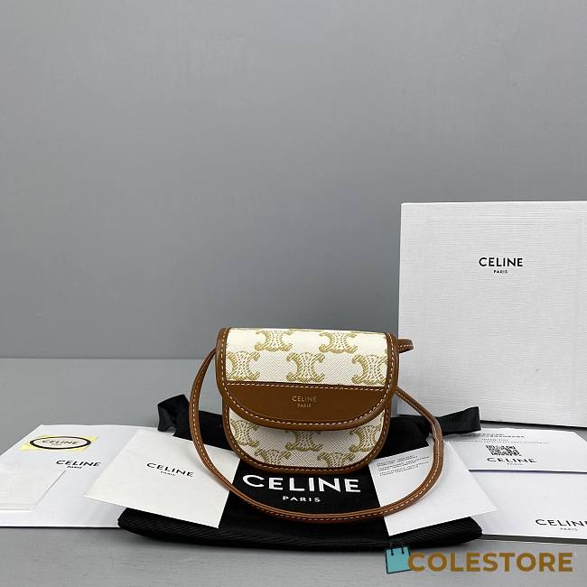 Ceiline Mini Besace In Triomphe Canvas And Calfskinwhite Size 15x11x4 cm - 1
