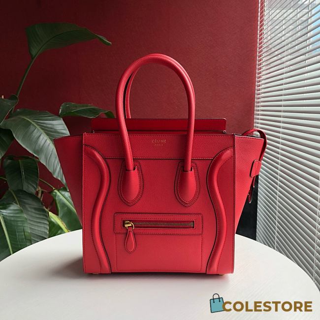 Ceiline Nano Luggage Bag In Red 168243AQL Calfskin Size: 20x20x10cm - 1