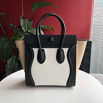 Ceiline Micro Luggage Handbag In White/Light TaupeCalfskin Size: 20x20x10cm