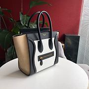 Ceiline Micro Luggage Handbag In White/Light TaupeCalfskin Size: 20x20x10cm - 6