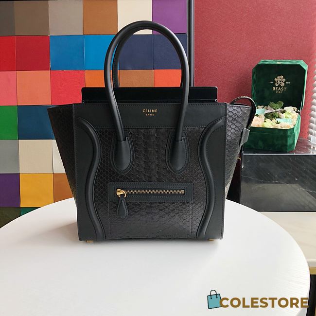 Ceiline Micro Luggage Handbag In PythonskinCalfskin Size: 27x27x15cm - 1