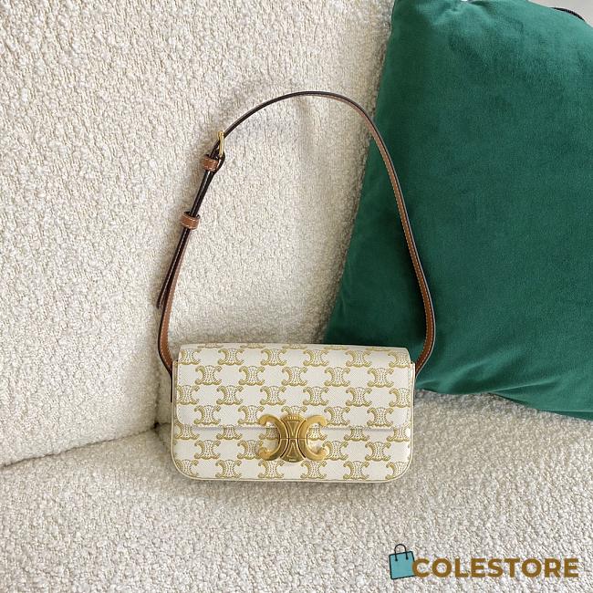Ceiline Triomphe Shoulder Bag In Triomphe Canvas And Calfskin Size 20×10×4cm - 1