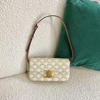 Ceiline Triomphe Shoulder Bag In Triomphe Canvas And Calfskin Size 20×10×4cm