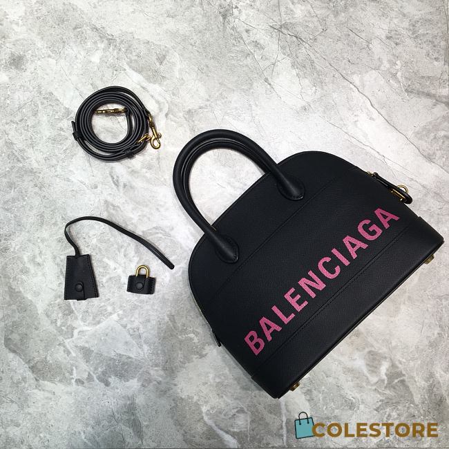 Colestore Balenciaga Women's Ville Small Top Handle Bag In Black/Pink Size 26x12x22cm - 1