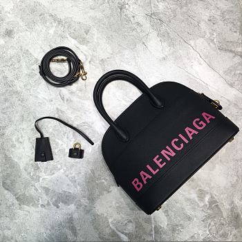 Colestore Balenciaga Women's Ville Small Top Handle Bag In Black/Pink Size 26x12x22cm