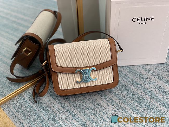 Ceiline Medium Triomphe Bag In Brown/White Size 22x16x6cm - 1