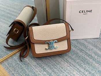 Ceiline Medium Triomphe Bag In Brown/White Size 22x16x6cm