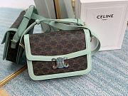 Ceiline Medium Triomphe Bag In Textile With Triomphe Embroidery And Calfskin Blue Size 22.5x16.5x7.5cm - 1