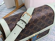 Ceiline Medium Triomphe Bag In Textile With Triomphe Embroidery And Calfskin Blue Size 22.5x16.5x7.5cm - 6