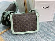 Ceiline Medium Triomphe Bag In Textile With Triomphe Embroidery And Calfskin Blue Size 22.5x16.5x7.5cm - 5