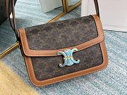 Ceiline Teen Triomphe Bag In Triomphe Canvas And Calfskintan Size 22.5x16.5x7.5cm - 2