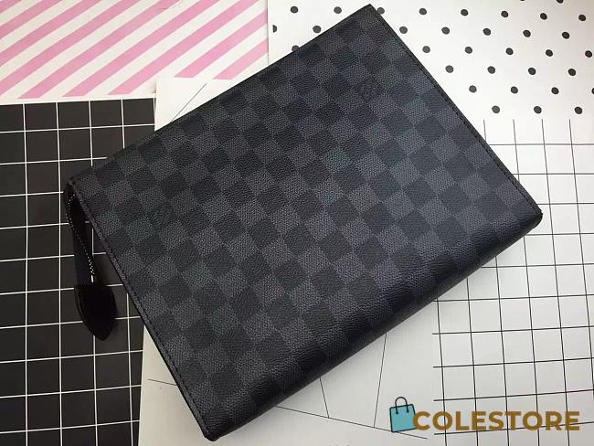 Louis Vuitton Clutch Bag Damier Graphite Canvas M47542 Size 26cm - 1