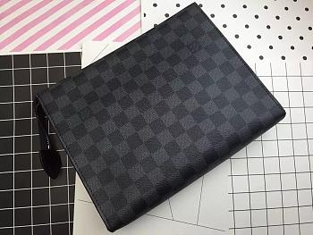 Louis Vuitton Clutch Bag Damier Graphite Canvas M47542 Size 26cm