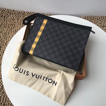 Louis Vuitton Pochette Monogram Black Grid Yellow N60107 Size 27×21×3cm
