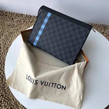 Louis Vuitton Pochette Voyage MM Monogram Blue M61692 Size 27×21×3cm