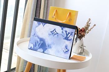 Louis Vuitton Pochette Voyage MM Monogram In Blue M80460 Size 27×21×3cm