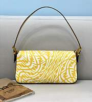 Fendi Baguette 1997 Yellow Glazed Canvas Shoulder Bag 8BR792 Size: 27x4x13cm - 4