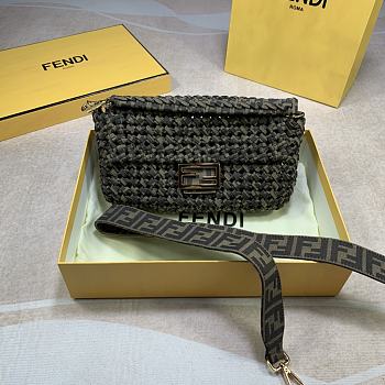 Fendi Baguette Jacquard Fabric Interlace Bag 8BR60 Size 26x15x6cm