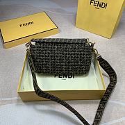 Fendi Baguette Jacquard Fabric Interlace Bag 8BR60 Size 26x15x6cm - 3